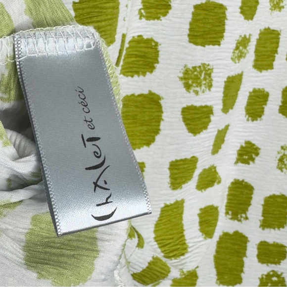 Chalet Et Ceci Tunic Top Sleeveless Cowl Neck Sz M Lime Green Artsy USA MADE - Picture 6 of 7